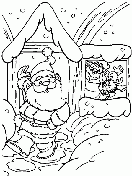 coloriage pere noel et ses rennes